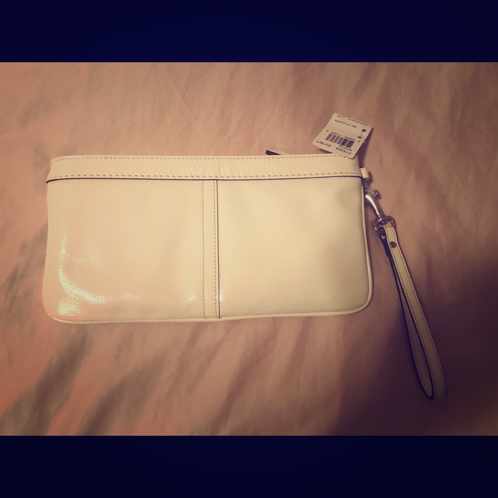 COACH White Patent leather clutch NWT